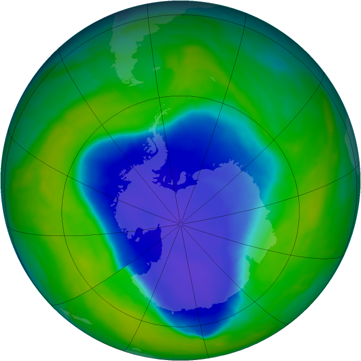 Antarctic ozone map for 10 November 2008
